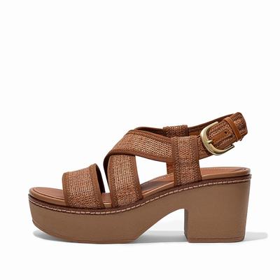 Fitflop Women's PILAR Woven Back-Strap Platform Sandals - Light Brown, SO2013658